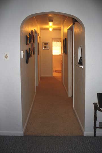 Hallway from living room to bathroom